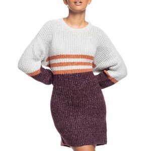 Roxy Juniors' Fig & White Stripe Sweater Dress